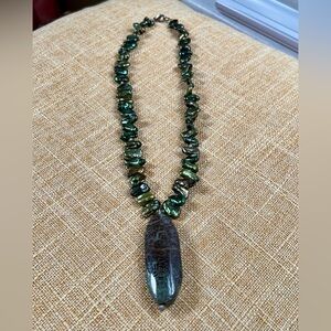 Elegant Iridescent Green Stone Necklace